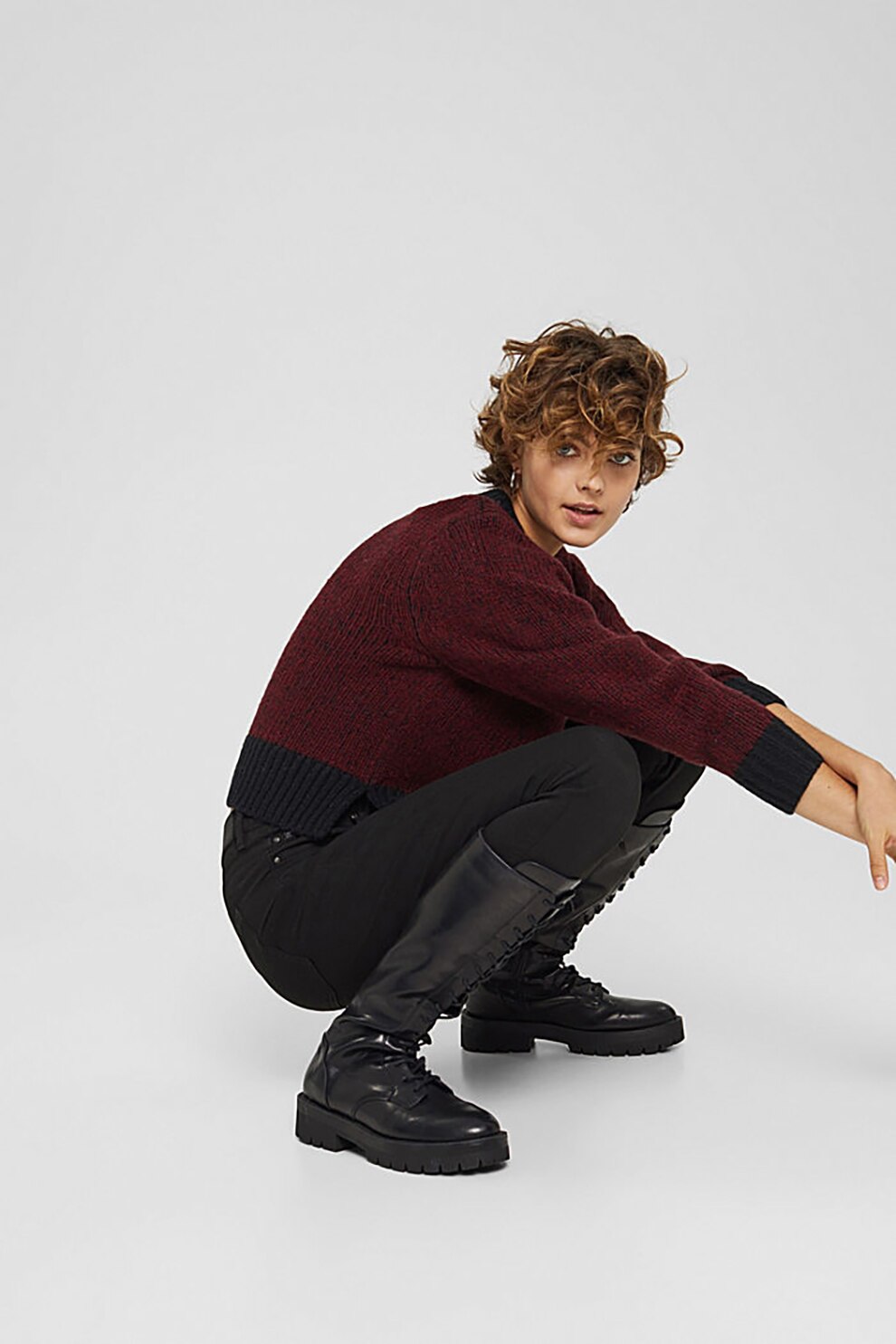 EDC by Esprit, Blugi skinny din amestec de modal cu talie inalta, Negru