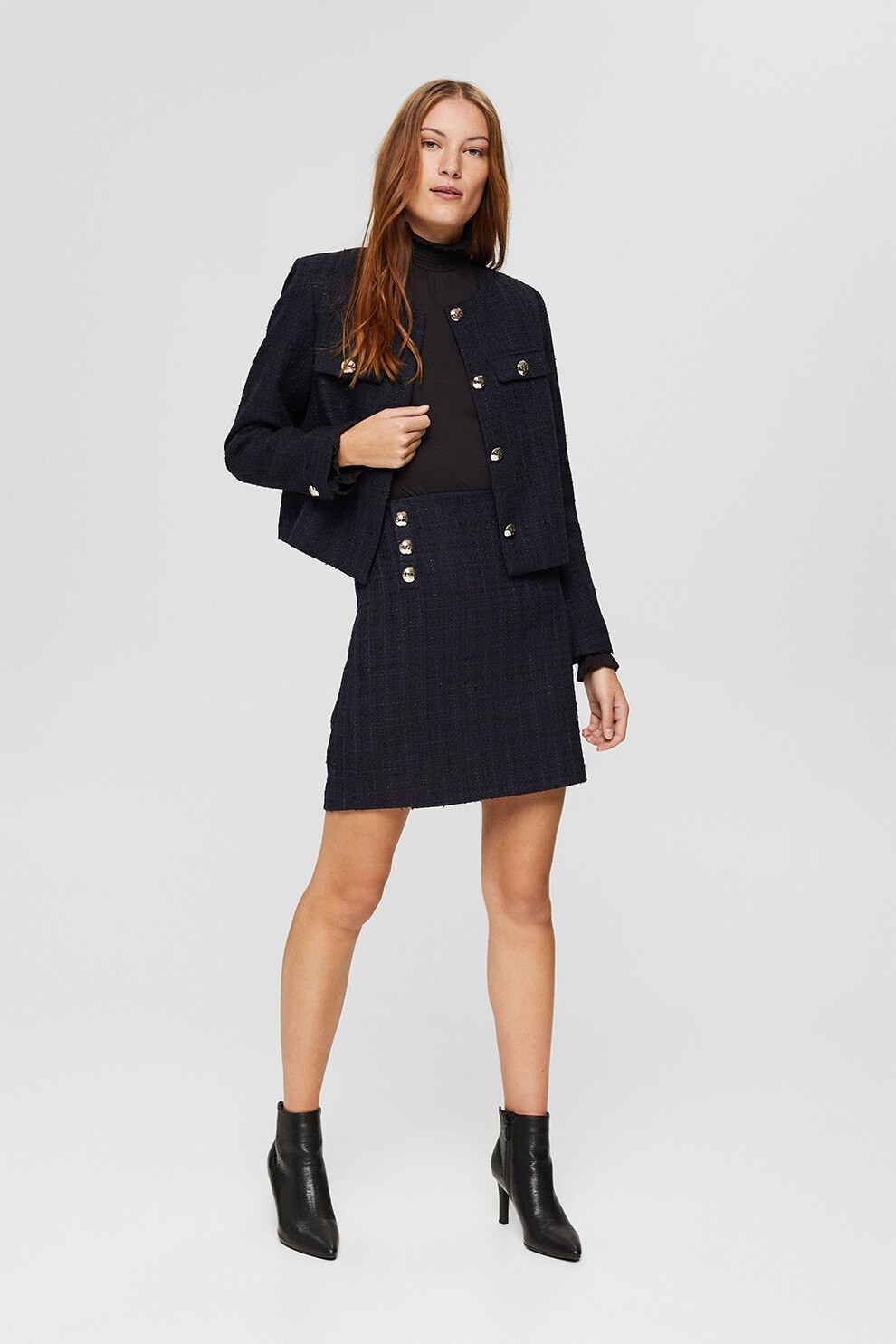 Esprit, Fusta mini cu nasturi decorativi, Bleumarin