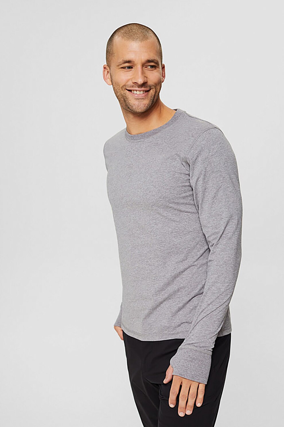 Esprit, Bluza slim fit din amestec de bumbac organic, Gri, M