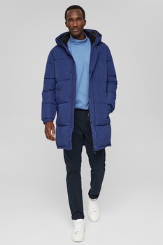 Esprit, Bluza din amestec de bumbac organic cu imprimeu text, Albastru lavanda Esprit, Bluza din amestec de bumbac organic cu imprimeu text, Albastru lavanda