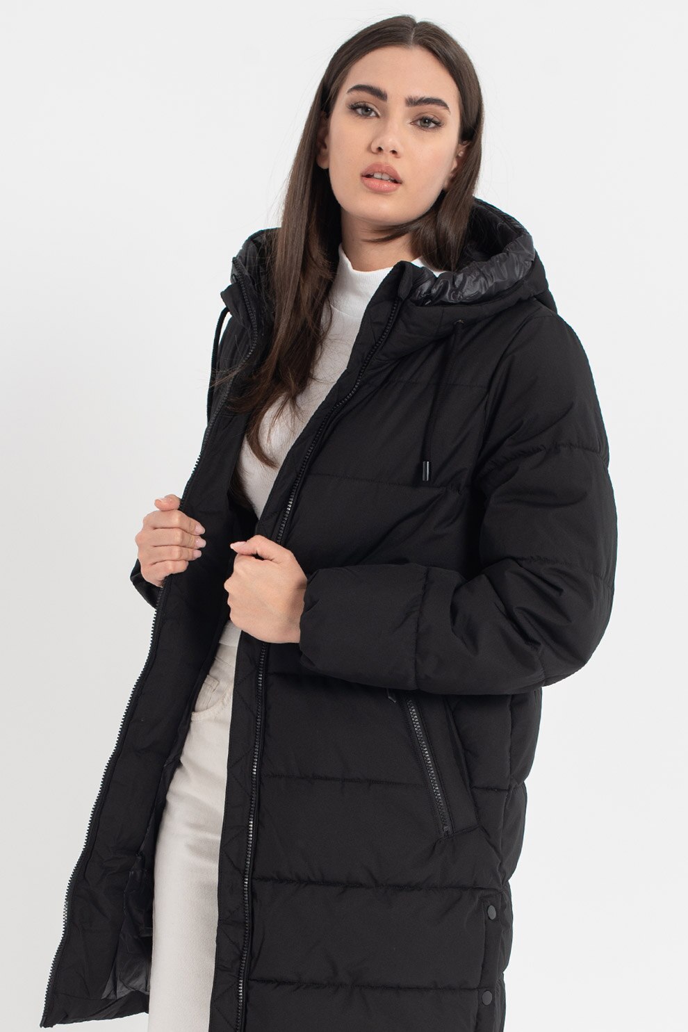 Esprit, Geaca lunga matlasata, Negru, M