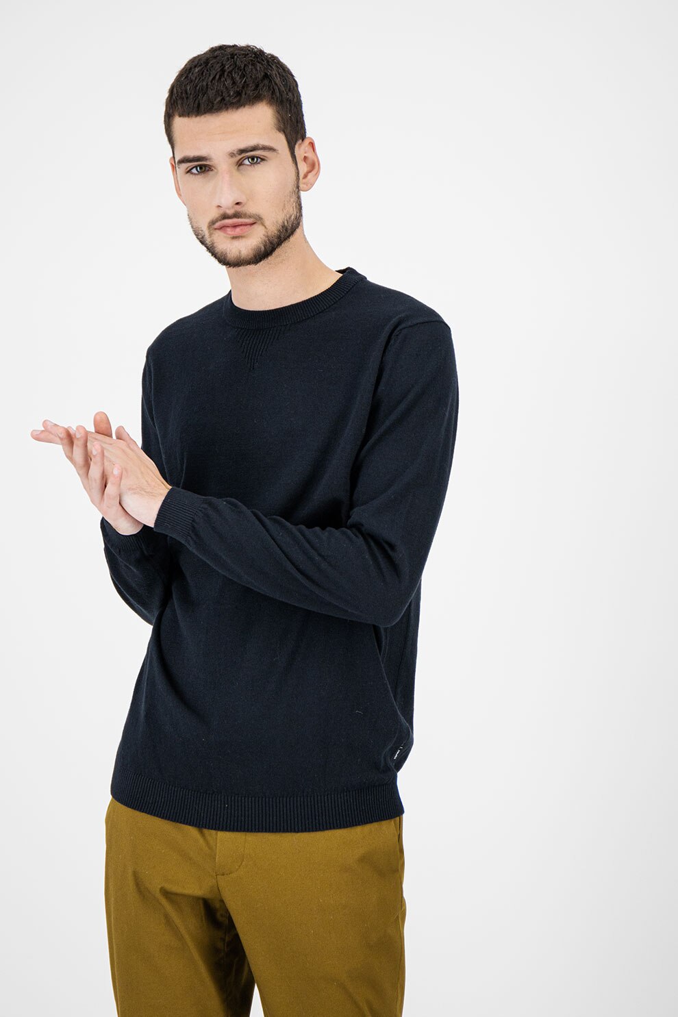 Esprit, Pulover din amestec de lana tricotat fin, Negru