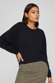 Esprit, Pulover lejer din amestec de bumbac organic, Negru Esprit, Pulover lejer din amestec de bumbac organic, Negru