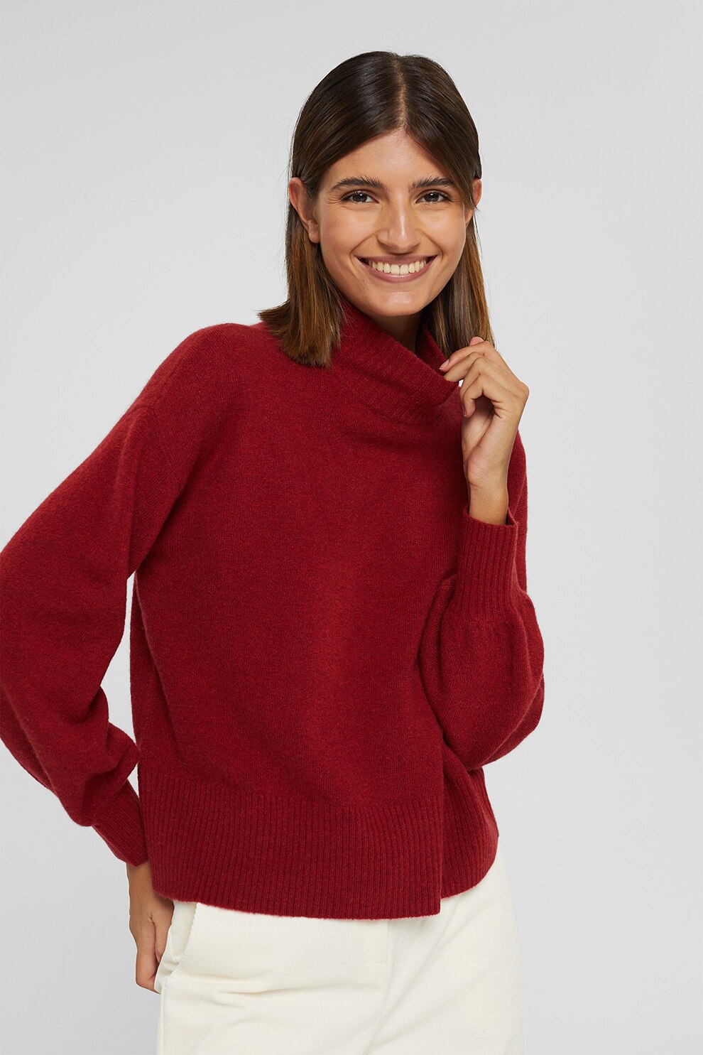 Esprit, Pulover din amestec de lana, Rosu inchis