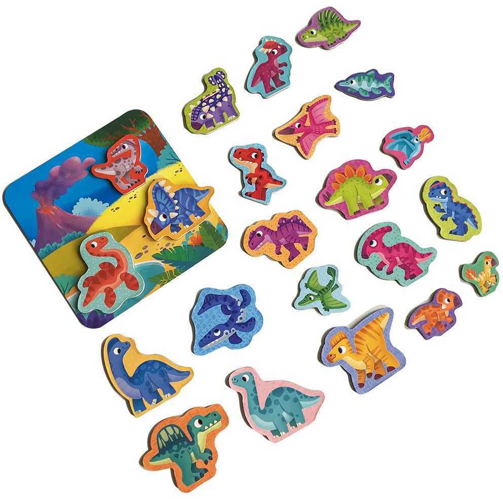 Set magnetic Dinozauri cu Plansa magnetica inclusa, 22 piese, Roter Kafer