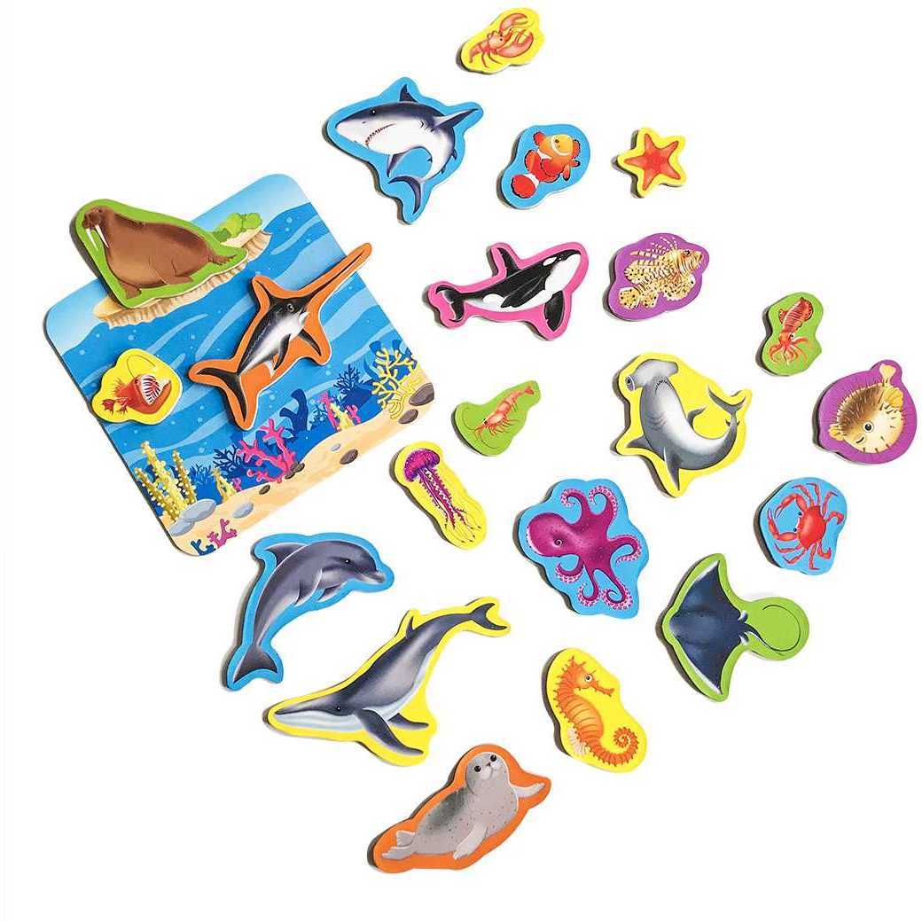 Set magnetic Animale Marine cu Plansa magnetica inclusa, 21 piese, Roter Kafer