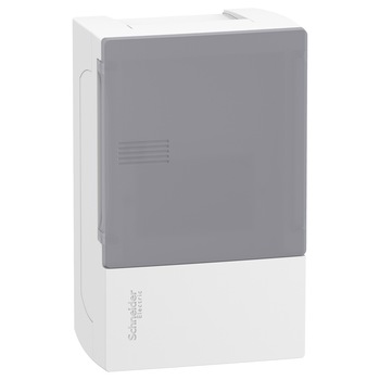 Cofret aparent mini Pragma, 1x4 module, cu capac frontal translucid Cofret aparent mini Pragma, 1x4 module, cu capac frontal translucid