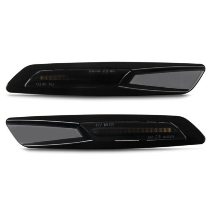 Комплект 2 странични мигача LED, Опушени, BMW Series 5 E60, E61, Series 3 E90, E91, E92, E93, Series 1 E81, E82, E87, E88, X1 E84