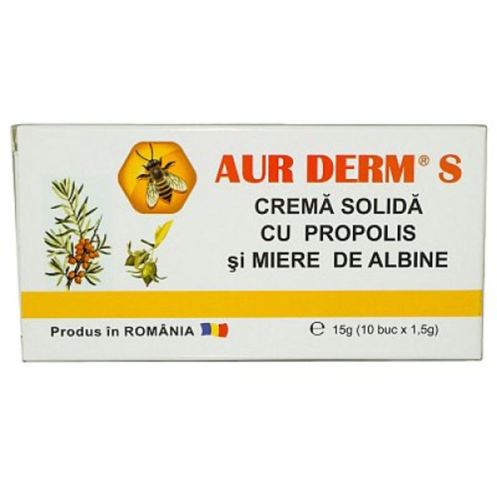 Aur Derm S supozitoare propolis si miere 15 gr (10 Buc x 1.5g)