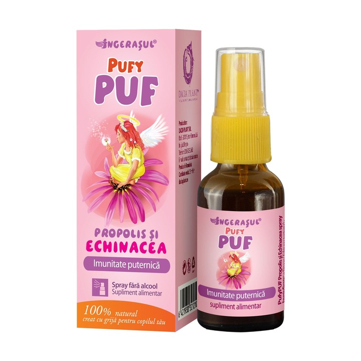 Spray fara alcool Pufy Puf cu Propolis si Echinaceea, 20 ml, Dacia Plant