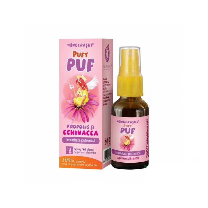 Spray fara alcool Pufy Puf cu Propolis si Echinaceea, 20 ml, Dacia Plant