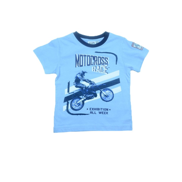 Tricou cu maneca scurta pentru baieti Wendee DY101290-2A-134, Albastru 134 CM