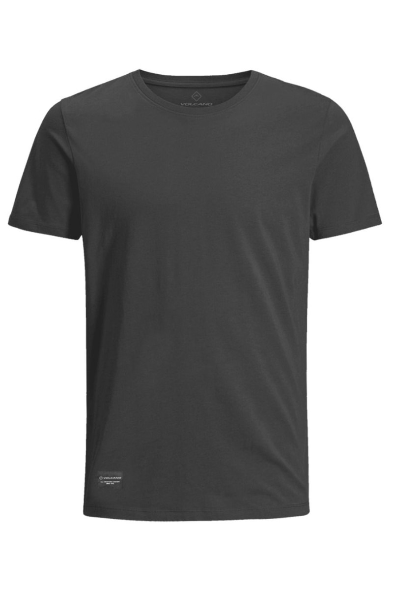 Tricou din bumbac cu decolteu rotund, Volcano, T-Basic, Negru