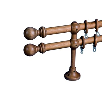 Set galerie dubla lemn lungime intre 201 cm si 250 cm, culoare stejar - design wood Set galerie dubla lemn lungime intre 201 cm si 250 cm, culoare stejar - design wood