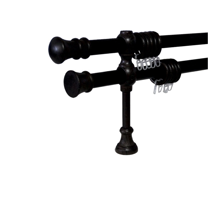 Set galerie dubla lemn lungime intre 51 cm si 100 cm, culoare wenge - design lemn clasic