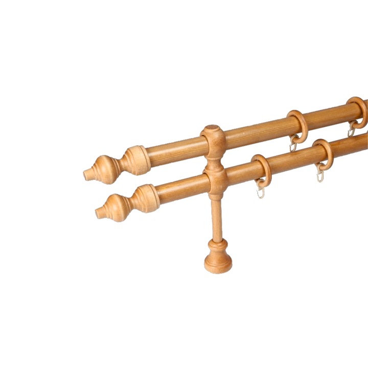 Set galerie dubla lemn lungime intre 201 cm si 250 cm, culoare stejar-deschis - design lemn