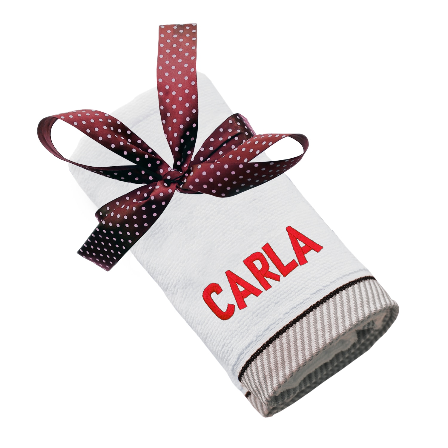 Prosop bumbac, LWS, brodat, model nume Carla, alb, 50x100 cm