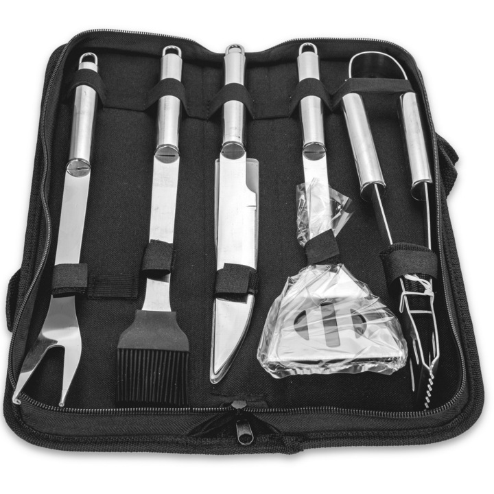 Set Ustensile pentru Gratar,5 piese, Otel inoxidabil, GRUNBERG, UG5PS