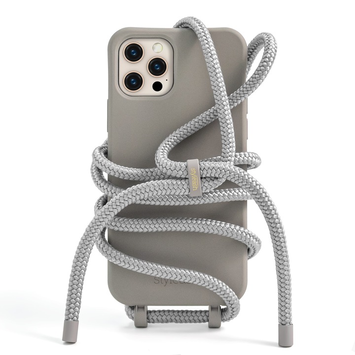 Husa premium cu snur detasabil compatibila cu Samsung Galaxy S20, Styleash, Grey