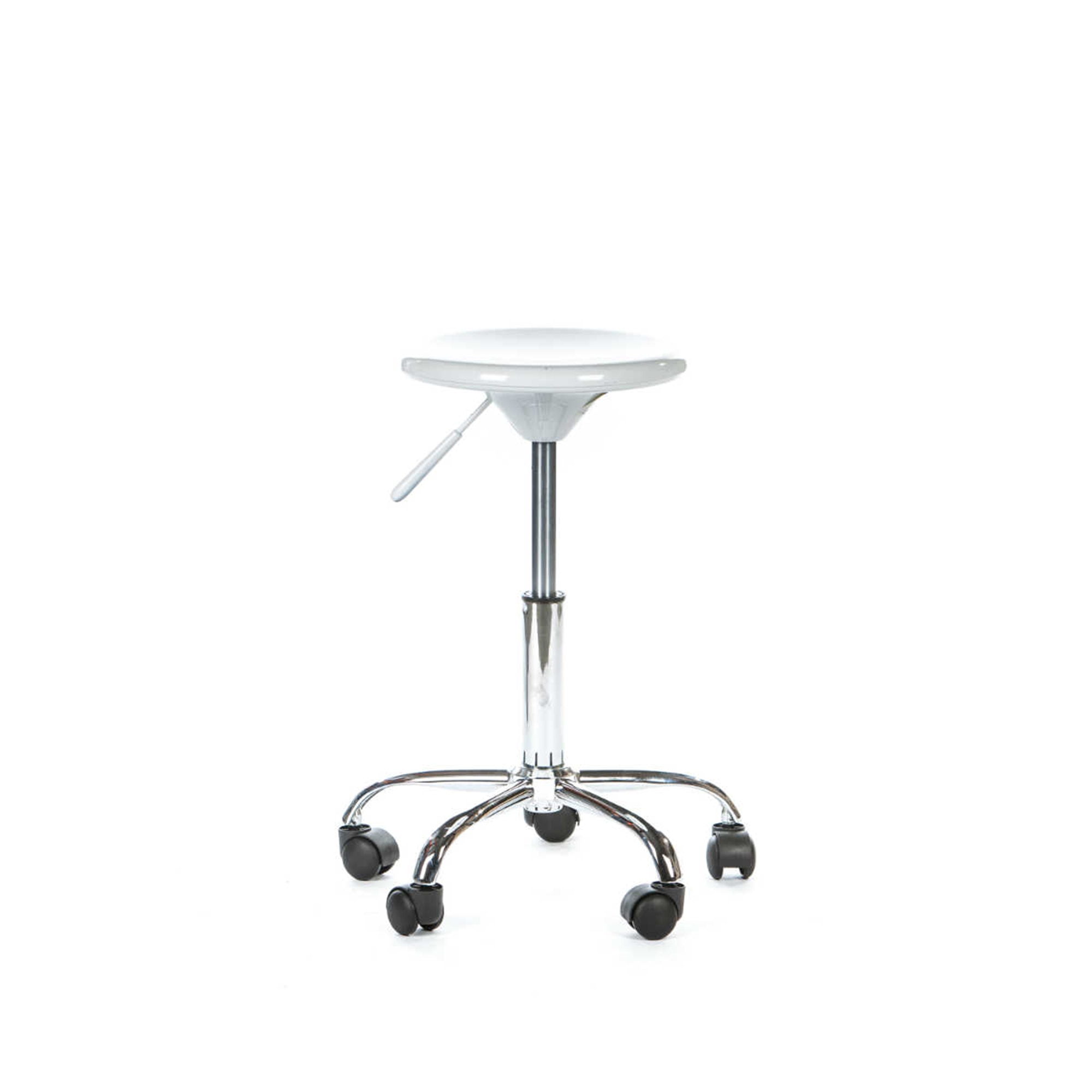 Scaun profesional rotativ Benin Unic Spot, inaltime reglabila, sezut ABS, baza crom, alb