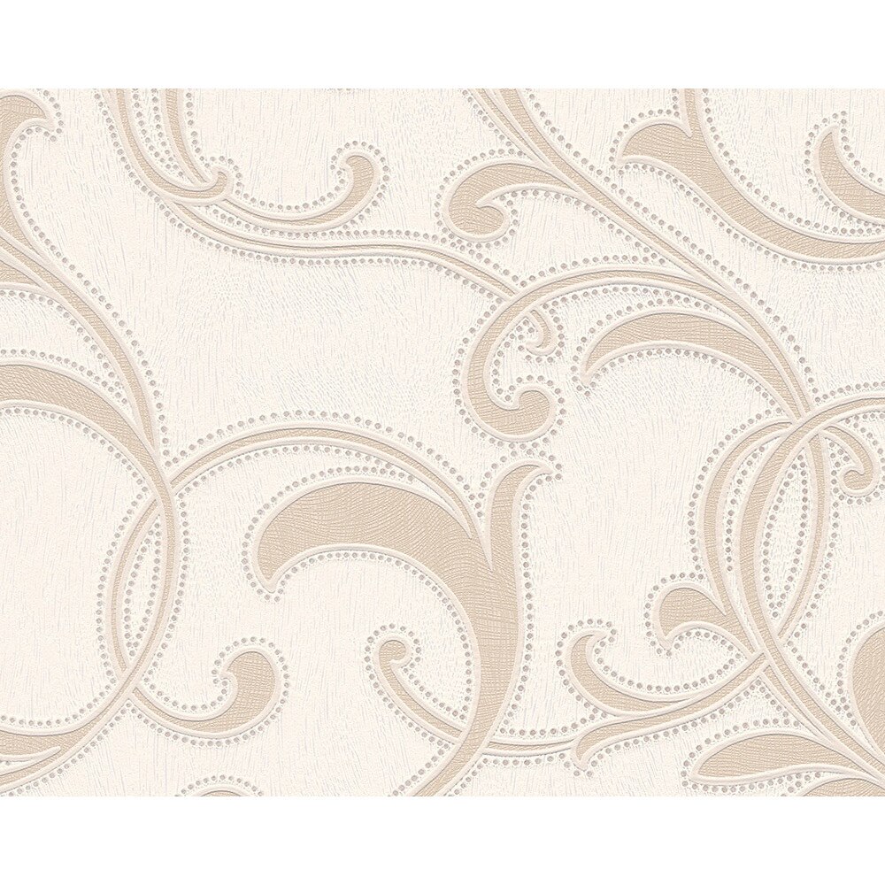 Tapet, AS Creation 943795, Bej/Metalic/Alb, 10.05 x 0.53 m