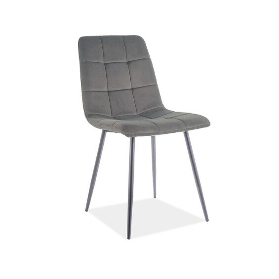 Scaun dining Mila, catifea, gri deschis