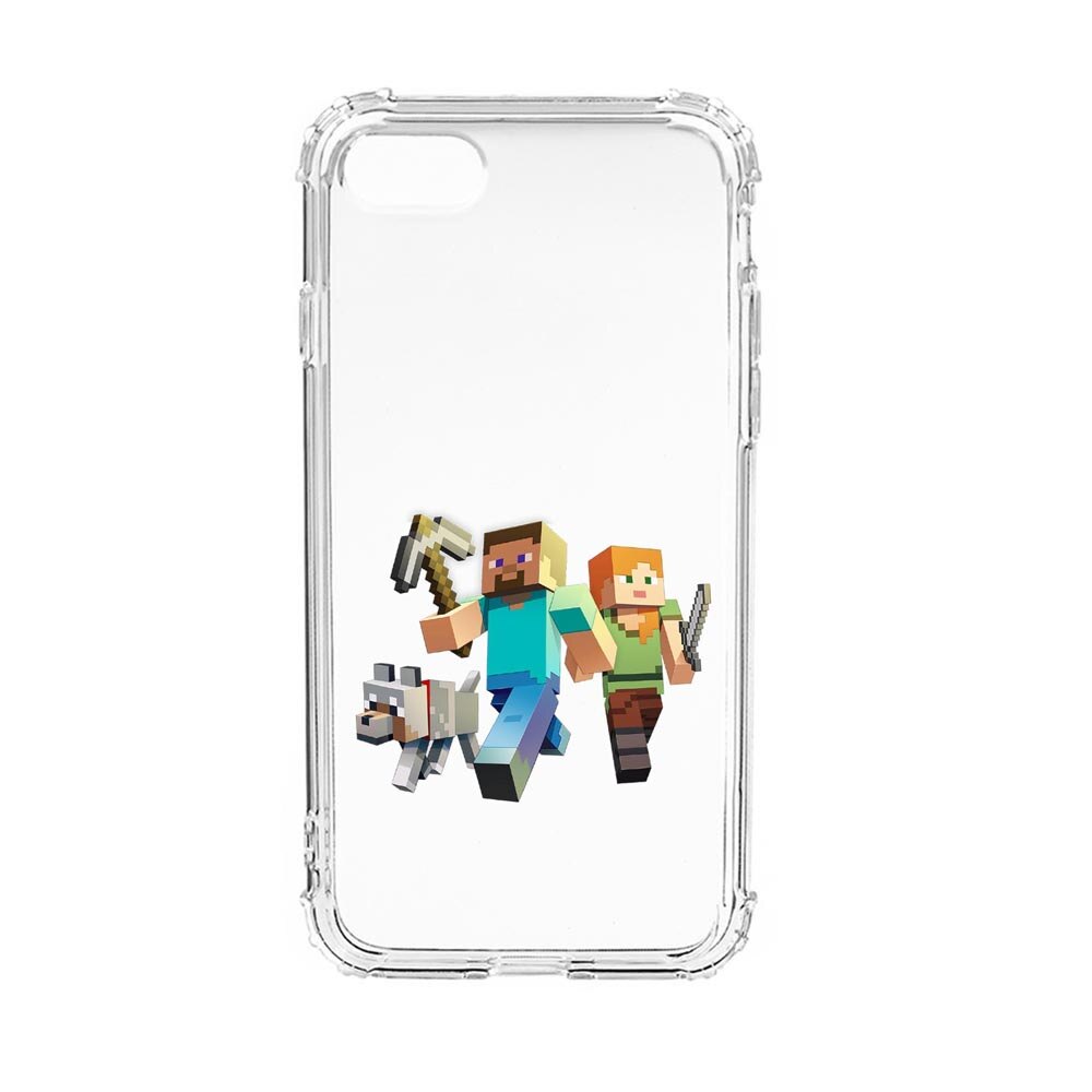 Husa Anti Shock, Compatibila Cu Apple iPhone SE 2 / iPhone 7 / iPhone 8, Minecraft, Silicon Premium, Rezistenta, 730