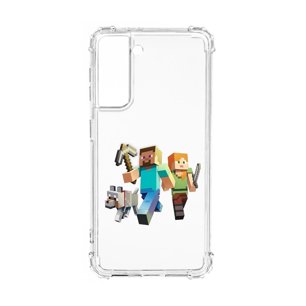 Husa Anti Shock, Compatibila Cu Samsung Galaxy S21 Plus, Minecraft, Silicon Premium, Rezistenta, 730