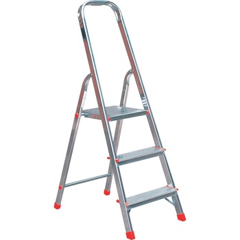 Scara dubla cu trepte pe o parte Alverosal, aluminiu, 3 trepte, 1.3 m Scara dubla cu trepte pe o parte Alverosal, aluminiu, 3 trepte, 1.3 m