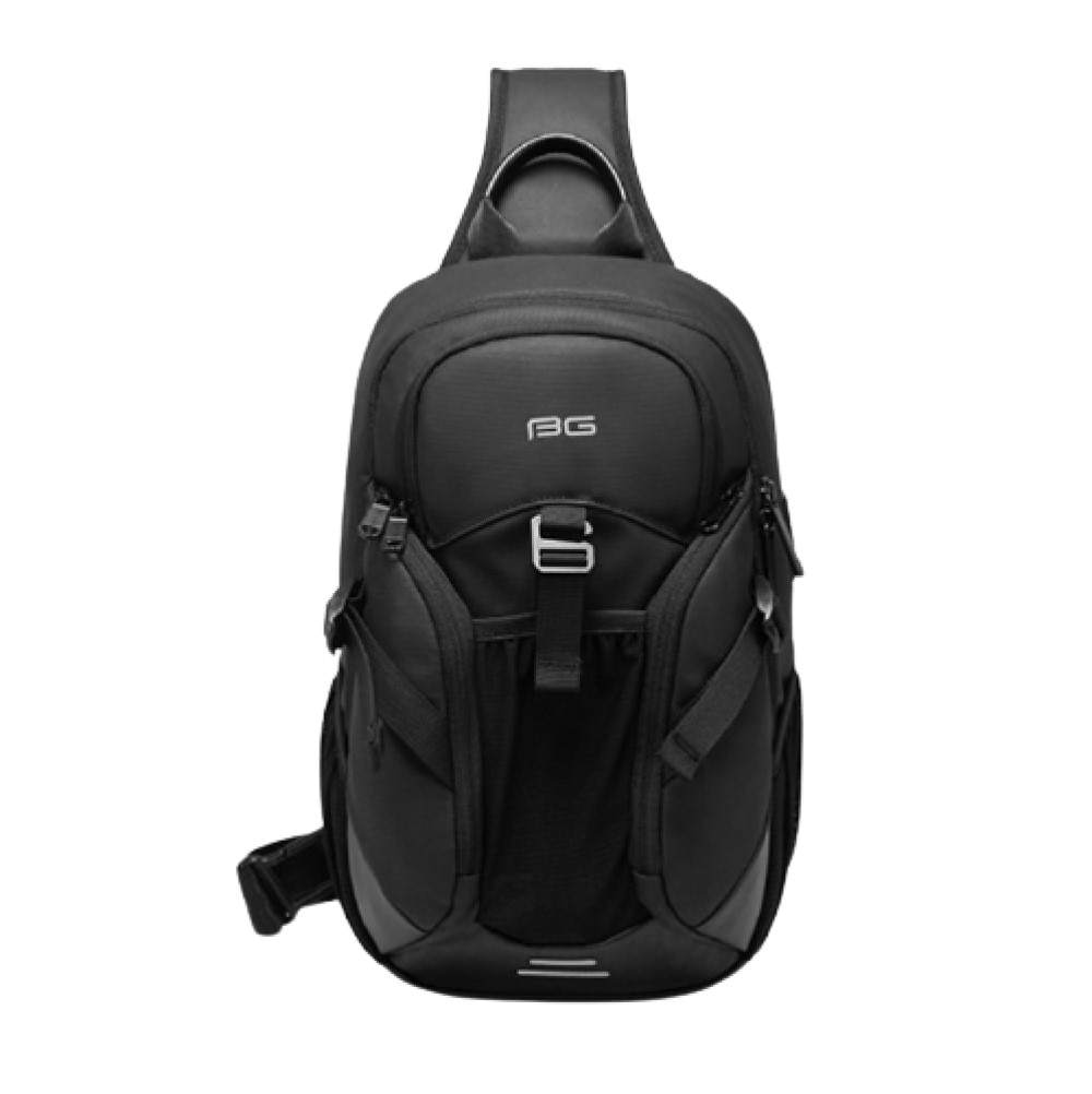Geanta crossbody/de umar urban, impermeabila, cu port de incarcare USB, Bange, Neagra