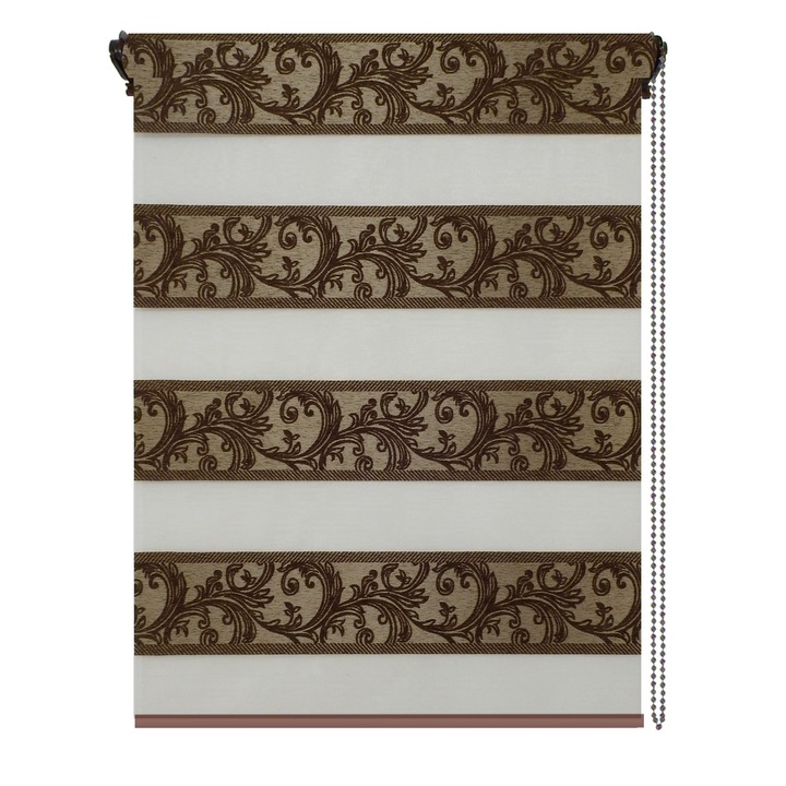 Rulou textil zebra-Day&Night, Lux 1465, dimensiune panza 80x100 cm, dimensiune finala 84x100 cm, accesorii albe