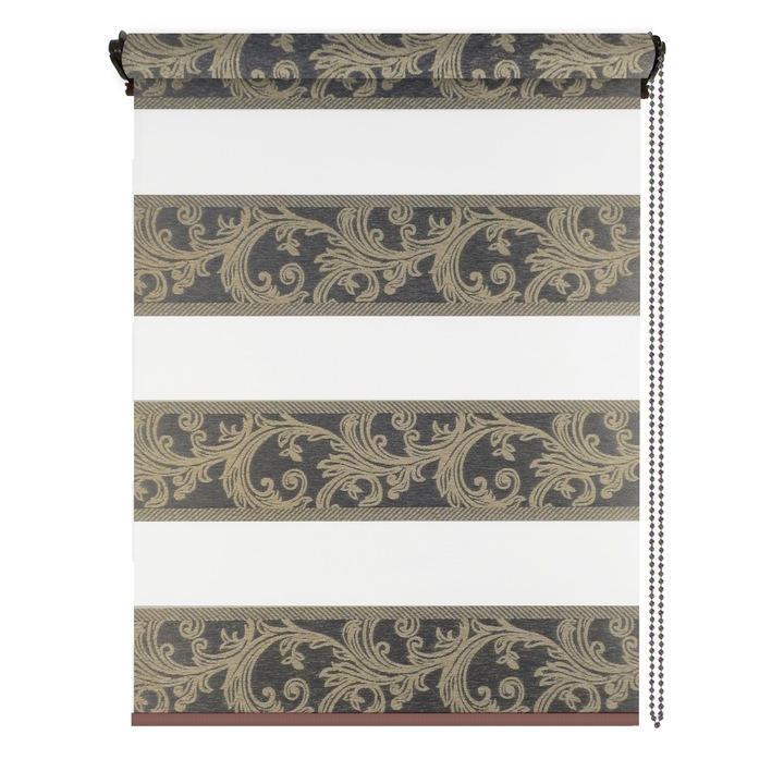 Rulou textil zebra-Day&Night, Lux 1464, dimensiune panza 80x100 cm, dimensiune finala 84x100 cm, accesorii albe