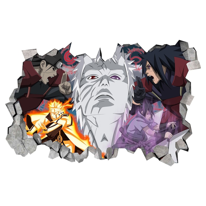 Dekoratív matrica, 3D fali lyuk, Uchiha-Uzumaki, 85 cm, 1017STK-2