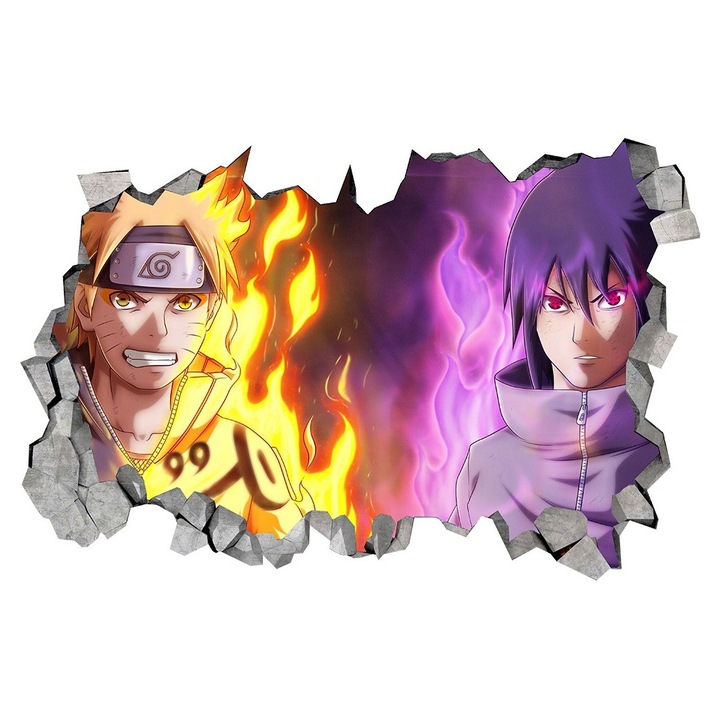 Sticker decorativ, gaura in perete 3D, Naruto, 85 cm, 1020STK
