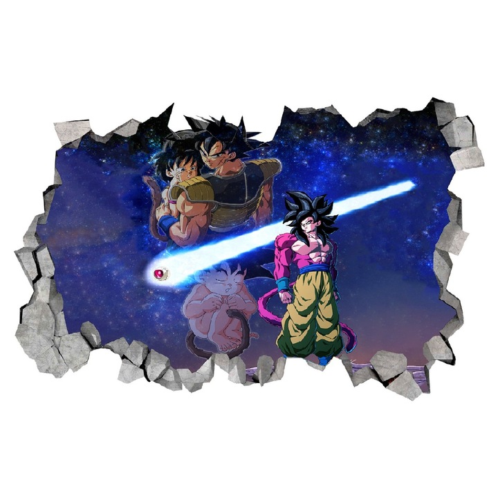 Dekoratív matrica, 3D fallyuk, Dragon Ball, 85 cm, 1025STK-2