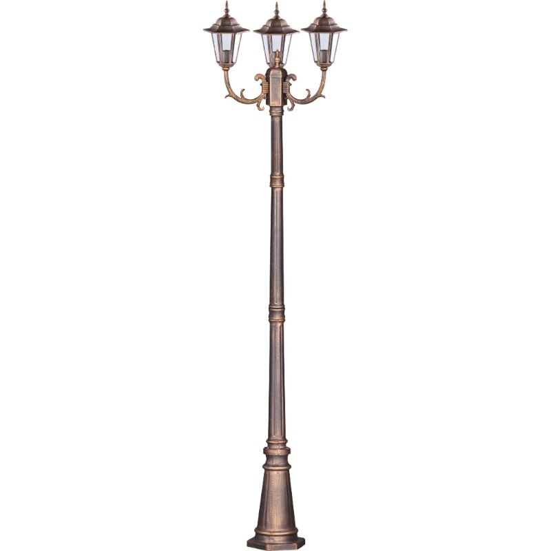 Stalp iluminat exterior Kaja Standard, 3xE27, 243cm, Maro/Auriu