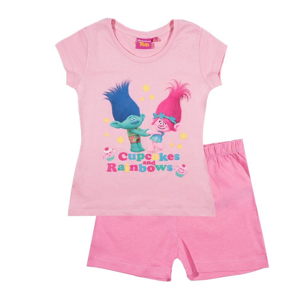 Pijama de vara Trolls roz