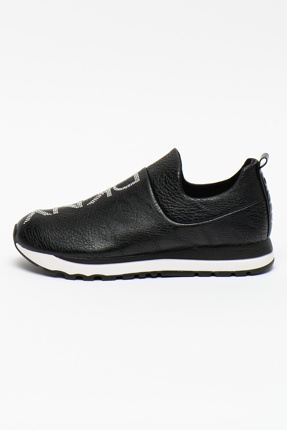 DKNY, Pantofi sport de piele ecologica cu logo Jadyn, Negru/Alb
