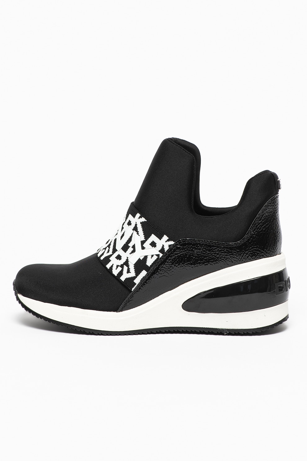 DKNY, Pantofi sport slip-on Borg, Negru/Alb