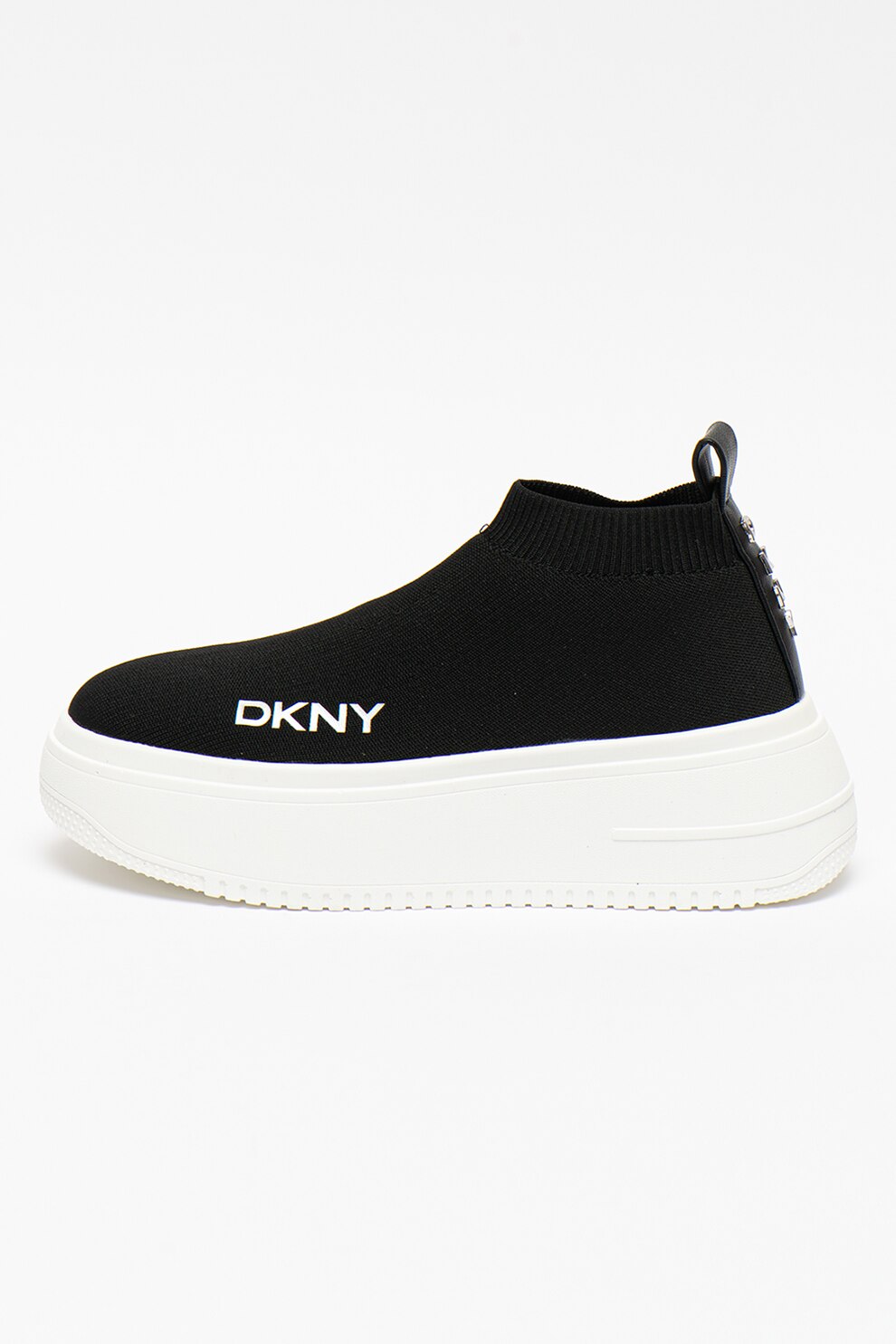 DKNY, Pantofi sport flatform cu model soseta Mada, Negru/Alb