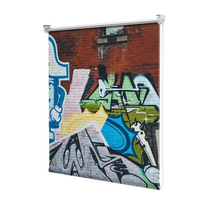 Roleta Art Shade tip Jaluzea cu Rulou si sistem inclus, Art Star, Grafitti colorat, Urban, Decoratiuni, Latime 95 cm x Inaltime 130 cm