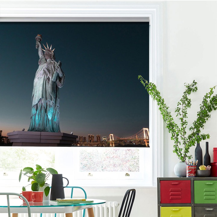 Roleta Art Shade tip Jaluzea cu Rulou si sistem inclus, Art Star, Statuia libertatii, Urban, Decoratiuni, Latime 60 cm x Inaltime 250 cm