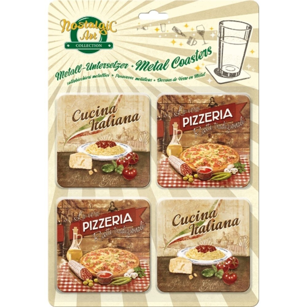Set 4 suporturi pahare metalice - Cucina italiana