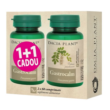 Set Gastrocalm Pansament Gastric, Dacia Plant, Supliment Alimentar ce Contribuie la Mentinerea Echilibrului Gastric, 2×60 comprimate Set Gastrocalm Pansament Gastric, Dacia Plant, Supliment Alimentar ce Contribuie la Mentinerea Echilibrului Gastric, 2×60 comprimate