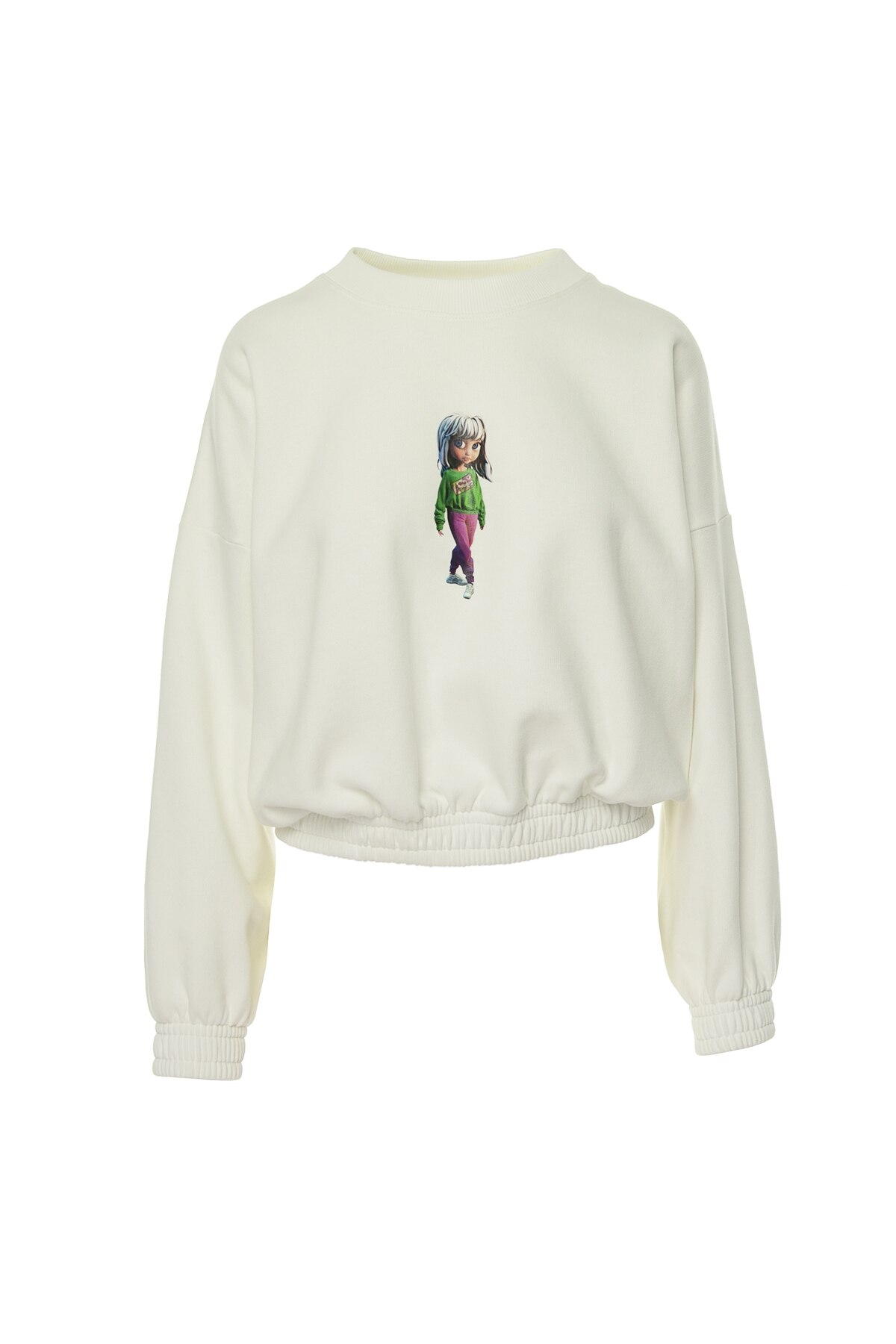 Bluza din bumbac organic, STYLAND, 369B203204YML15-11-S, Alb, S