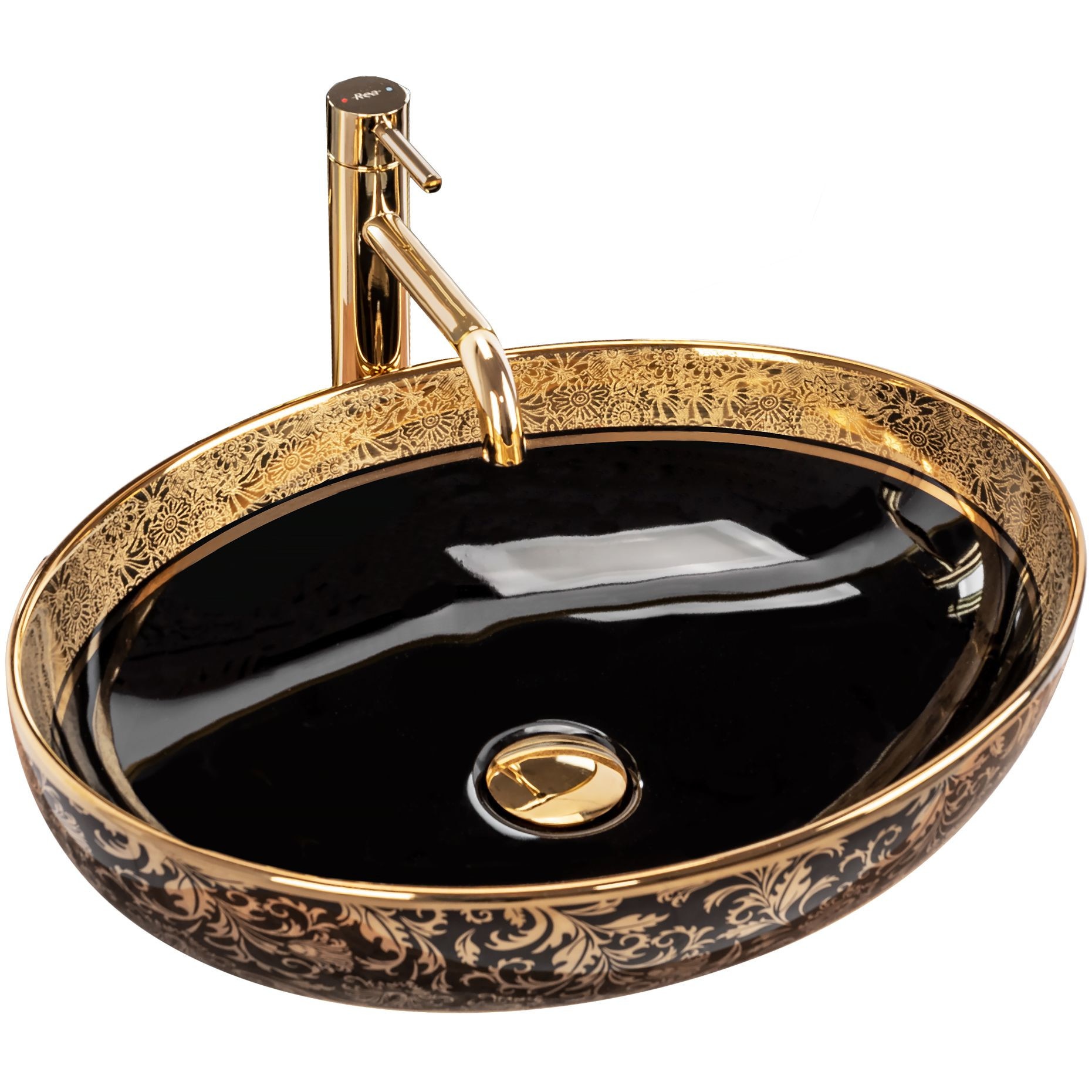 Lavoar pentru blat Margot Gold / Black , Negru/Auriu, 520x400mm