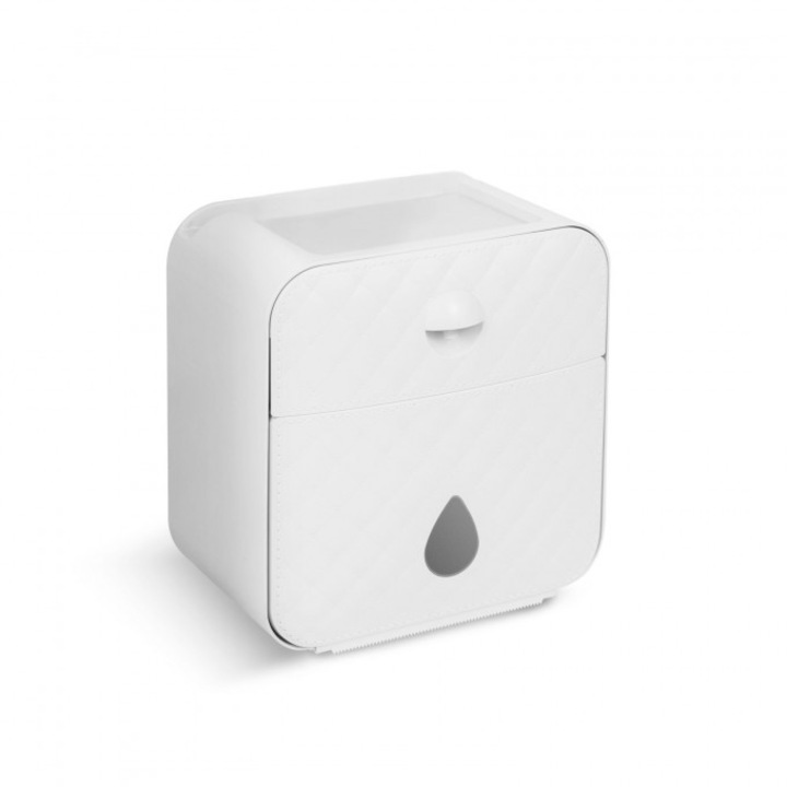 Поставка за тоалетна хартия Bewello, Пластмаса, 205 x 125 x 220 мм, Бял / Сив