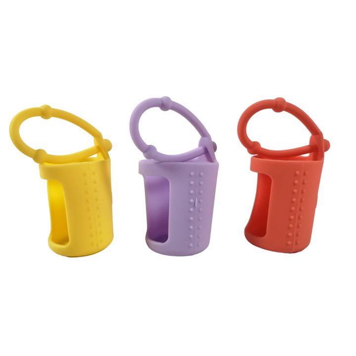 Set 3 bucati Protectii colorate din silicon pentru sticlute 15 ml galben/lila/orange