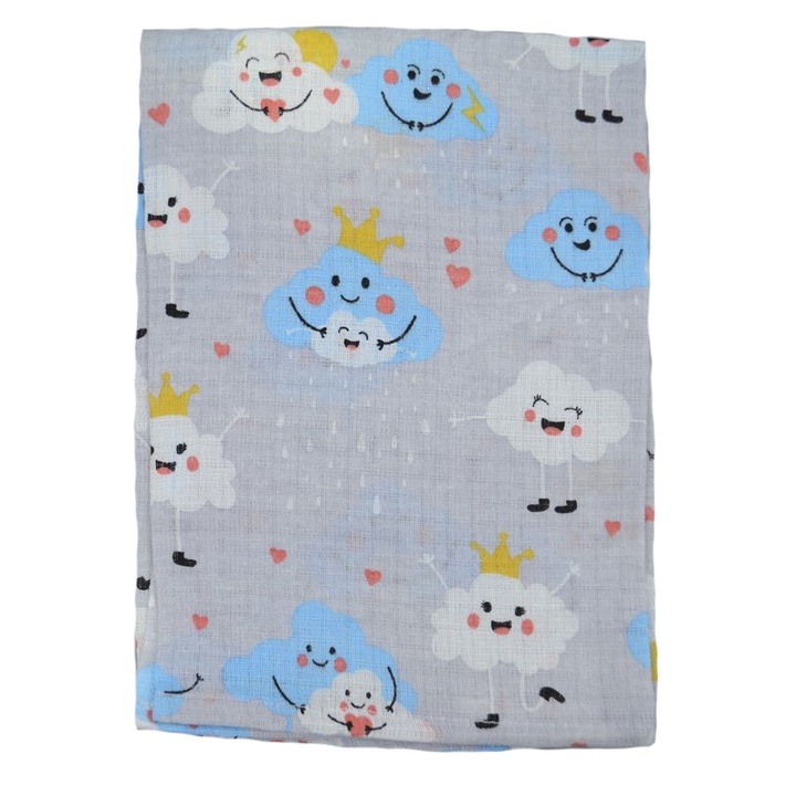 Памучно муселинено одеяло за бебета 60 x 80 cm Sensillo SLL-04, Сиво