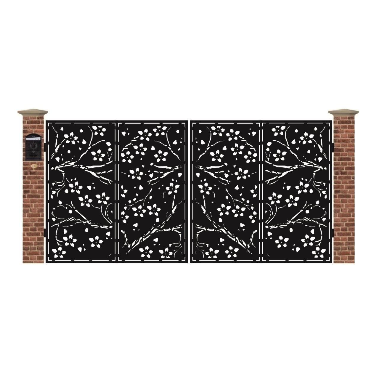 Poarta acces auto mare din tabla debitata cu plasma JACARANDA 3884x1940 mm